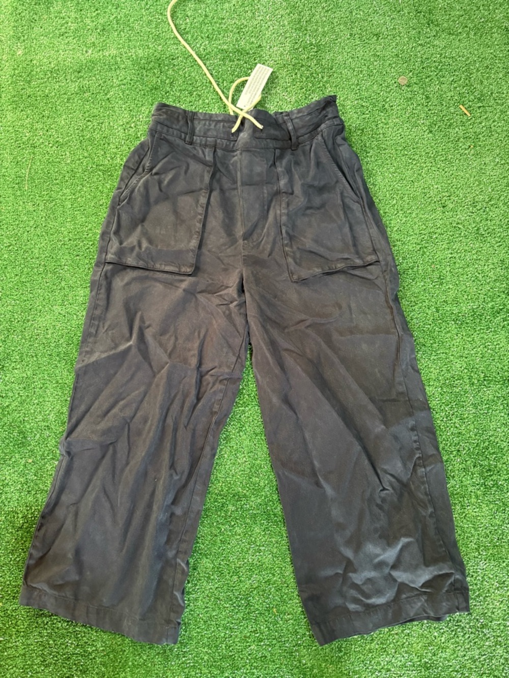 Womans YFB Black Wide-Leg Utility Pants capris cotton